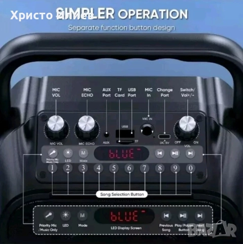 Караоке машина колона с два безжични микрофона, снимка 4 - Караоке - 52984948