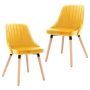 323059 vidaXL Dining Chairs 2 pcs Yellow Velvet（SKU:323059