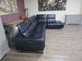 Дизайнерски черен кожен ъглов диван с електрически релакс механизъм, снимка 3
