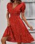 Лятна червена рокля на бели точки, снимка 1 - Рокли - 45287299