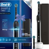 Електрическа четка за зъби Oral-B Smart 4 4500 Black Edition Черна 3 режима 2 глави Bluetooth Таймер, снимка 1 - Други - 45753877