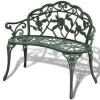 vidaXL Градинска пейка, 100 см, лят алуминий, зелена（SKU:42166, снимка 1 - Градински мебели, декорация  - 44985686