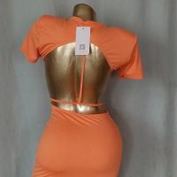 S Еластична къса рокля в  оранжево , снимка 7 - Рокли - 45489827
