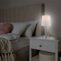 НОВИ! LED нощна лампа с текстилен абажур E14, снимка 5 - Настолни лампи - 45638415