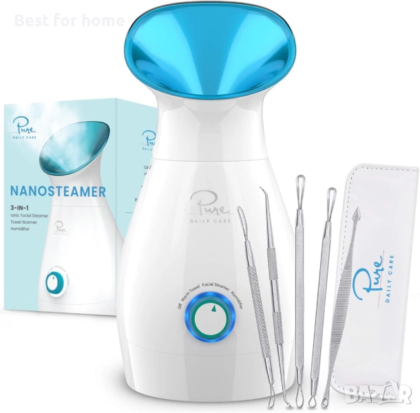 Pure Daily Care NanoSteamer  3-в-1 нано йонен парогенератор за лице , снимка 1