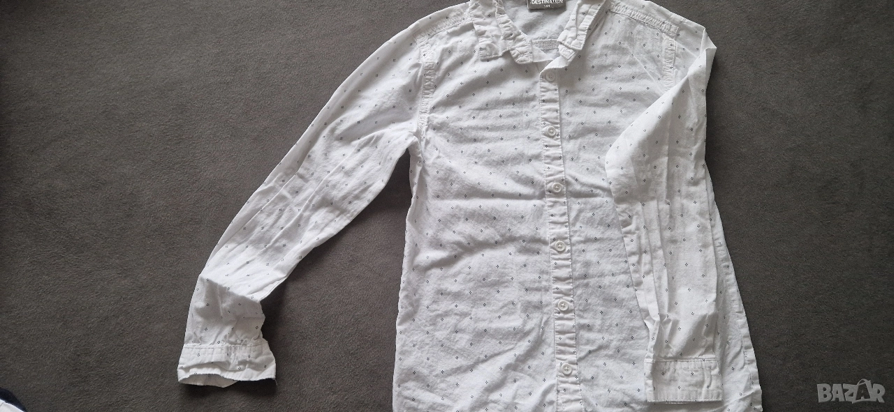 8-9г 134см Риза с дълъг ръкав бяла без следи от употреба, снимка 1