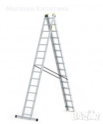 Трираменна алуминиева стълба DRABEST 3x15 раб. височина  10,39 м, снимка 1