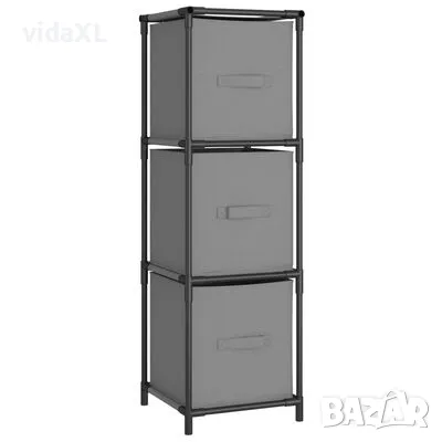 vidaXL Шкаф за съхранение 3 чекмеджета плат сив 34x34x101 см стомана(SKU:337253), снимка 1