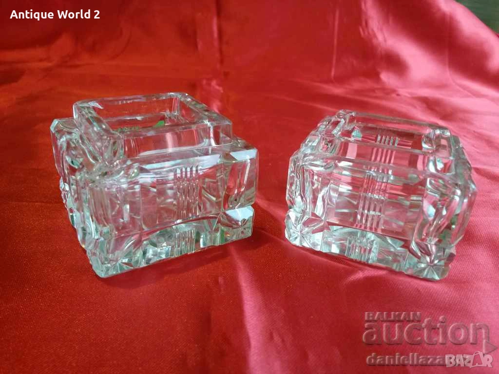 Комплект Свещници Шведско Кристално Стъкло, снимка 1