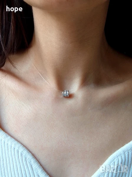 Сребристо колие на корда, чокър, снимка 1