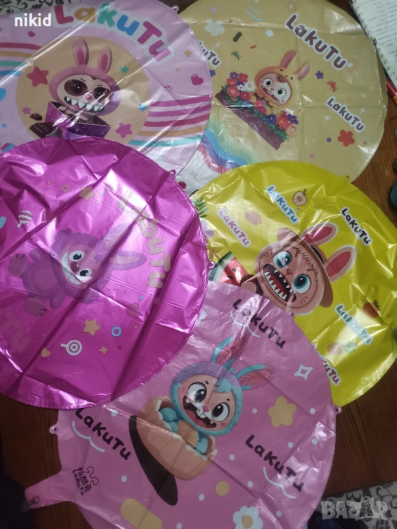 5 вида Лабубу Labubu кръгъл фолио фолиев балон хелий въздух парти рожден ден, снимка 1