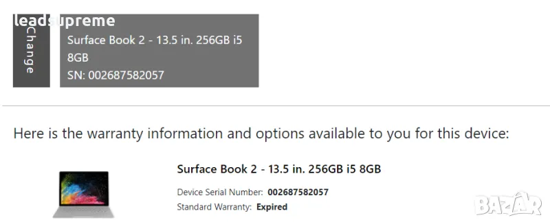 Surface Book 2 - 13.5 in. 256GB i5 8GB - за части, снимка 1