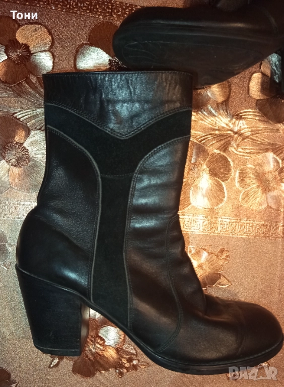 Нови Дамски Боти Изцяло от Естествена Кожа и Велур 38 , снимка 1