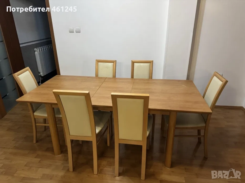 Маса за трапезария разтегателна к-т с 6 стола, снимка 1
