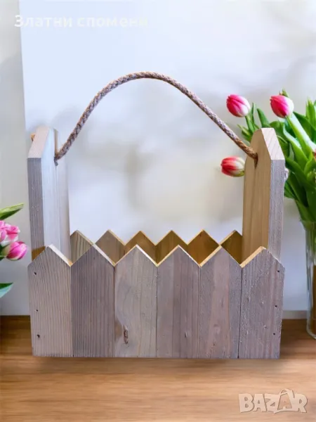 Преносим дървен цветарник, снимка 1