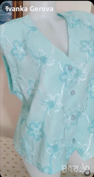 Дамска ленена блуза без ръкави, снимка 1