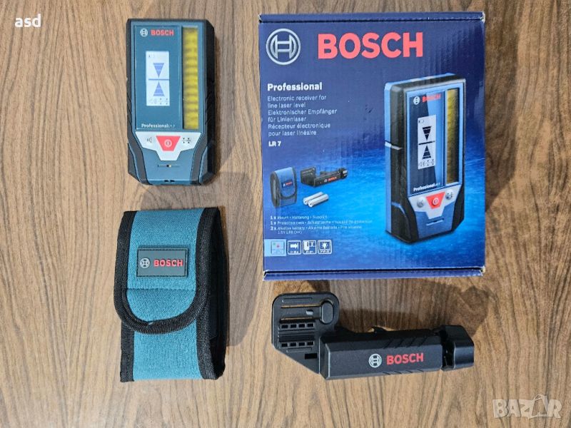 BOSCH LR7 Нов приемник за лазерен нивелир за зелен и червен лъч с държач за лата , снимка 1