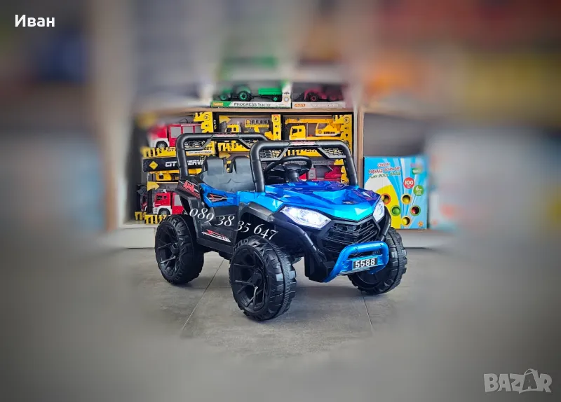 ТОП ЦЕНА!НОВО!Акумулаторен джип Fast UTV BLUE с 12V батерия,USB,дистанционно,МЕТАЛИК, снимка 1