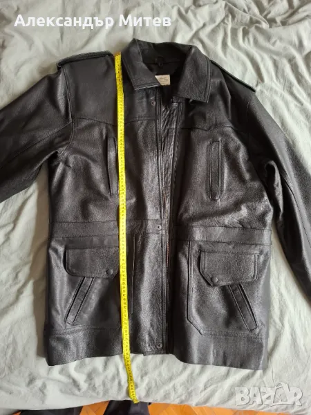 Мъжка шуба кожена черна българско производство за МВР., снимка 1