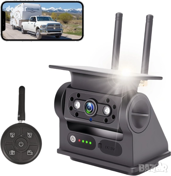 Ecoyoca Соларна безжична камера за заден ход, 1080P, дистанционно, снимка 1