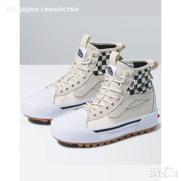 Дамски зимни обувки vans checkerboard sk8 hi gore tex mte 3 shoes beige, снимка 1