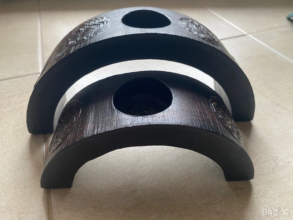 Комплект дървени свещници, снимка 1