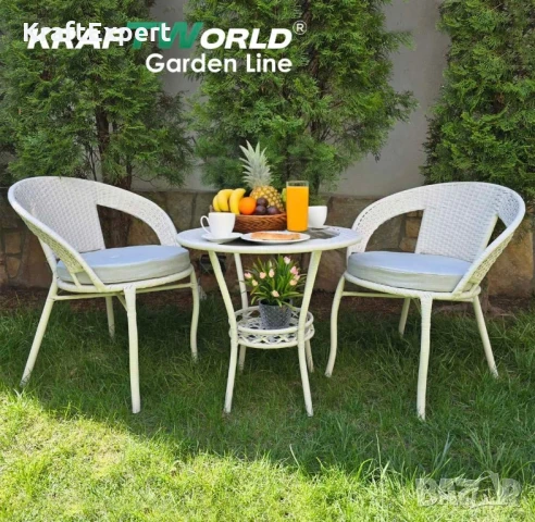 Ратанова Маса и 2 Стола + Луксозна Висяща Люлка тип Гнездо – Градински Комплект за Релакс, снимка 3 - Градински мебели, декорация  - 50653522