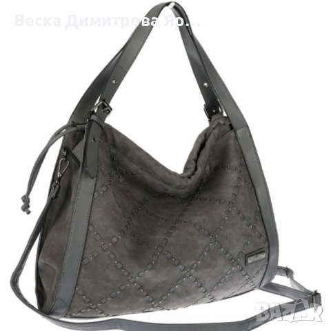 Велурена дамска чанта с декоративни ленти и метални капси – елегантен бохо дизайн, снимка 14 - Чанти - 52574232