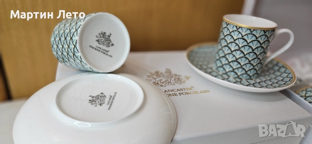 Сервиз за кафе Lancaster. Фин костен порцелан 2 комплекта х 2 чаши и чинийки., снимка 4 - Сервизи - 53179950