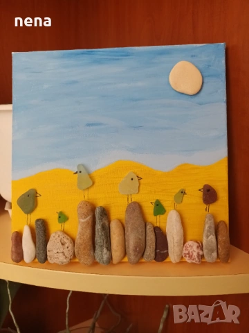 Пана от мидички, камъчета, стъкълца и други материали, снимка 6 - Декорация за дома - 51194812