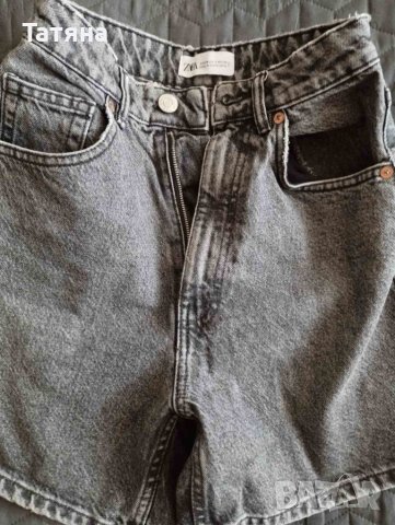 Къси дънки Зара с висока талия, 34, снимка 5 - Детски панталони и дънки - 45161517