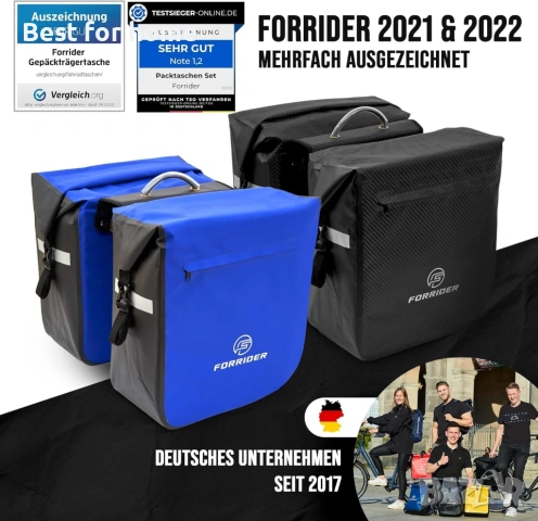 Комплект от 2 велосипедни чанти за багажник Forrider, водоустойчиви, снимка 6 - Аксесоари за велосипеди - 53838565