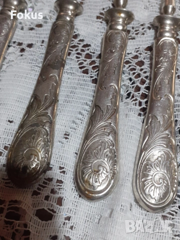Стари антикварни посребрени вилици 5 + 1, снимка 7 - Антикварни и старинни предмети - 53697952