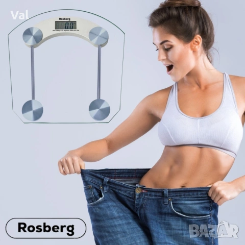 Кантар за тегло дигитален Rosberg, батерия, LCDекран, 180кг, 2 ГОДИНИ ГАРАНЦИЯ, снимка 5 - Електронни везни - 53850143