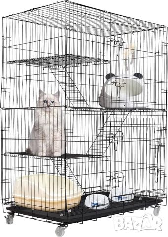 90х55х125см Голяма котешка клетка/ къща с 4 нива, стълбички и колела, снимка 5 - За котки - 52042776