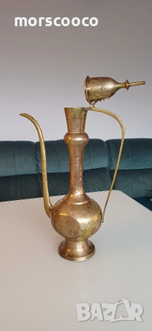 Персийска бронзова кана за ракия,ибрик - Aftaba , снимка 5 - Антикварни и старинни предмети - 52570660