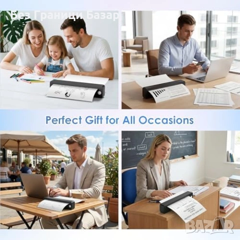 Нов Компактен A4 термопринтер безжичен за телефон и лаптоп Bluetooth без мастило, снимка 6 - Друга електроника - 54226325