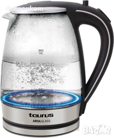 Електрическа кана Taurus Aroa Glass Kettle 1.8L, 2200W, снимка 1 - Кани - 46469242