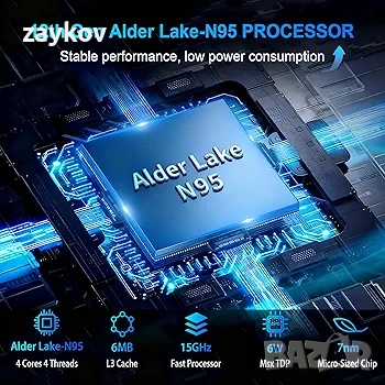 DREAMFYRE Мини PC Компютри 16GB DDR4 512GB SSD, 12-инчов N95 (до 3.4Ghz), Мини компютър, снимка 2 - За дома - 53619994