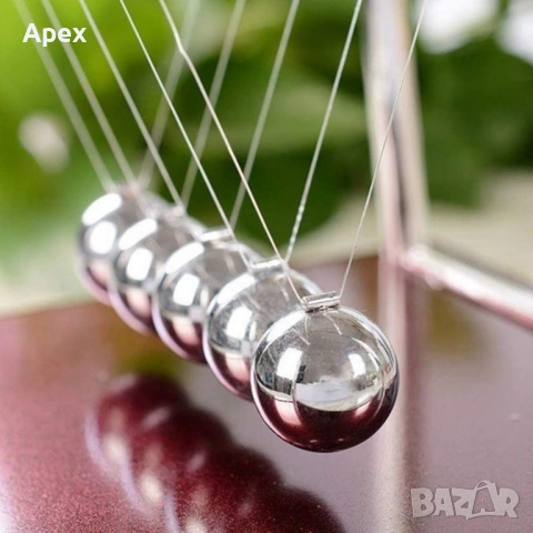 Люлка Махало на Нютон.Метални Топчета за Бюро.Вечен Двигател Перпетуум Мобиле Perpetuum Mobile.Подар, снимка 6 - Подаръци за рожден ден - 54169656