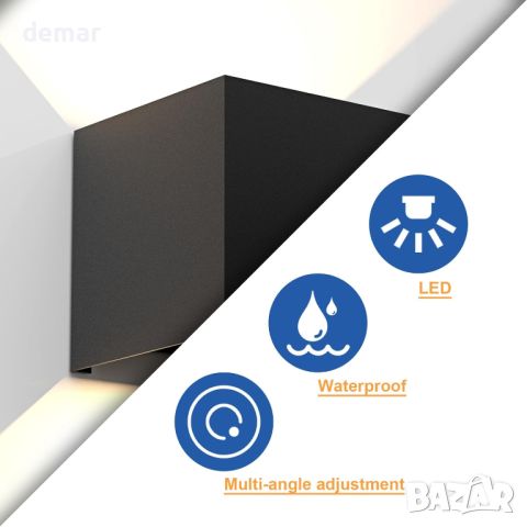 Homefire 2 бр. LED стенни лампи IP65 водоустойчиви 3000K топло бяло, 5W, черно, снимка 4 - Лампи за стена - 45098844