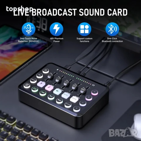 Звукова, саунд карта Facmogu F11 аудио миксер за поточно предаване, XLR, DJ миксерни ефекти, 48V, снимка 4 - Еквалайзери - 50494970