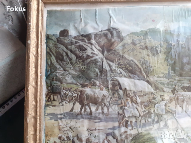 Стара военна цветна литография - с рамка, снимка 6 - Антикварни и старинни предмети - 53287470