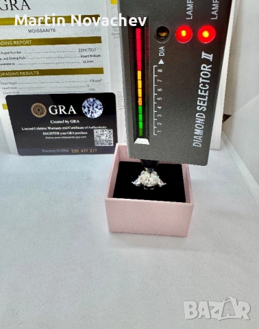 Сребърен пръстен с мойсанит (Диамант) 5 карата, снимка 13 - Пръстени - 53423732