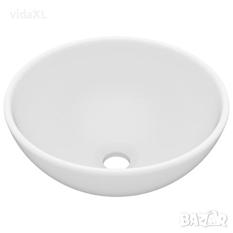 vidaXL Мивка за баня лукс кръгла матово бяла 32,5x14 см керамика（SKU:146965, снимка 1 - Мивки - 46158784
