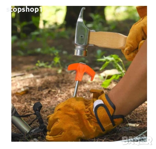 Комплект от 10 броя метални пирони за палатка, снимка 5 - Палатки - 53609326