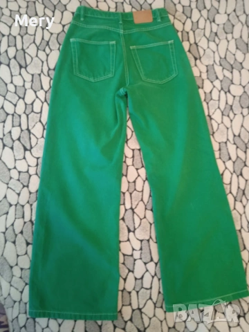 Bershka – Широки дънки в зелено, снимка 3 - Дънки - 53963058