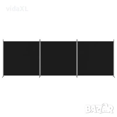 vidaXL Параван за стая, 3 панела, черен, 525x180 см, плат(SKU:350281), снимка 3 - Паравани - 48485806