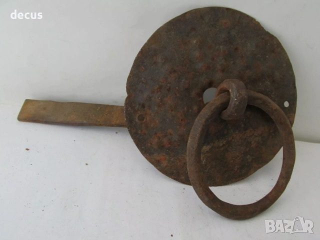 Антична кована желязна дръжка за врата от 19-ти век – рядка, снимка 3 - Антикварни и старинни предмети - 51456480