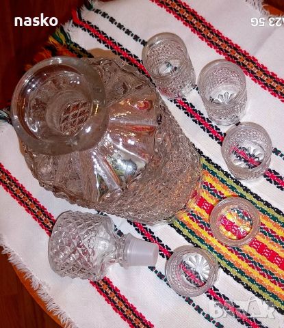 Кристален комплект за алкохол, снимка 7 - Антикварни и старинни предмети - 46368348
